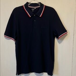 BNWT Ben Sherman Navy Polo Shirt with Red and White Accents Size Medium